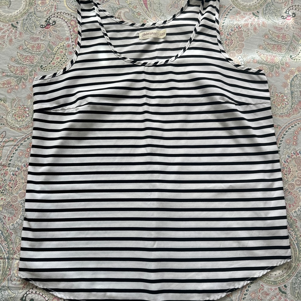Faded Glory Black and White Striped Tank Top